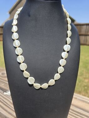Cream Shell Disc Necklace with Gold Spacers